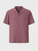 Men's Red Relaxed Fit Resort Wear Textured Shirt