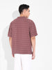 Men's Red Relaxed Fit Resort Wear Textured Shirt