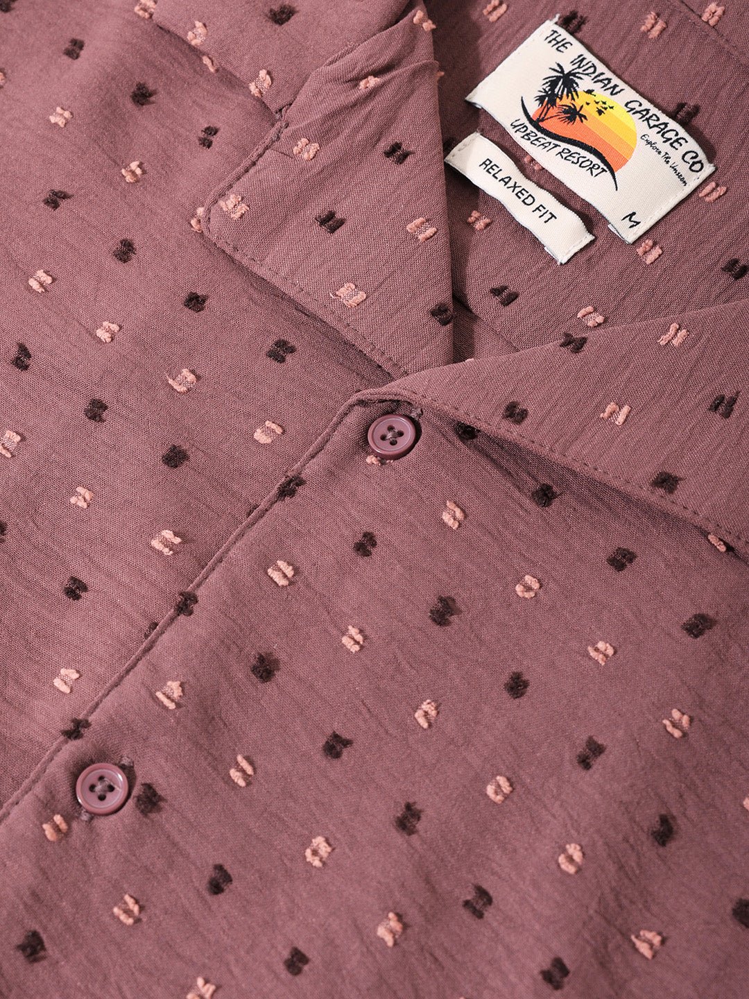 Men's Red Relaxed Fit Resort Wear Textured Shirt