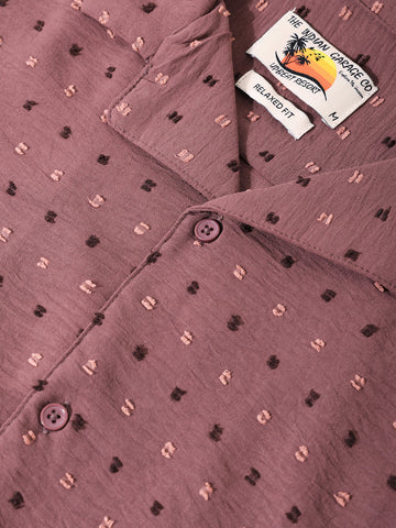 Men's Red Relaxed Fit Resort Wear Textured Shirt