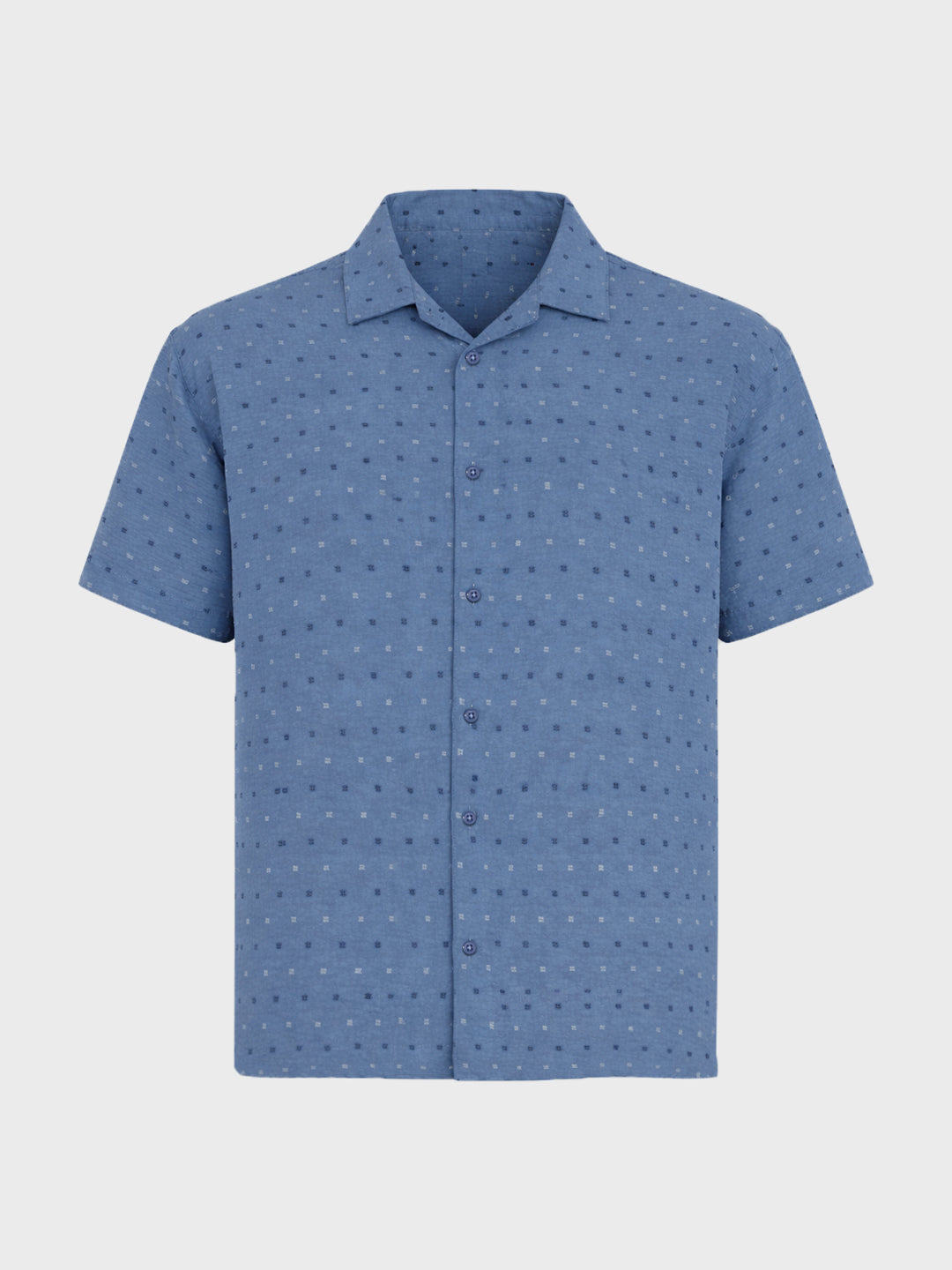 Men's Blue Relaxed Fit Resort Wear Textured Shirt