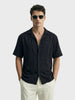 Men's Black Relaxed Fit Resort Wear Textured Shirt