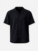 Men's Black Relaxed Fit Resort Wear Textured Shirt