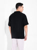Men's Black Relaxed Fit Resort Wear Textured Shirt
