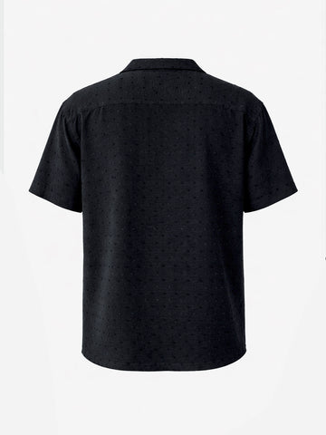 Men's Black Relaxed Fit Resort Wear Textured Shirt