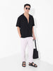 Men's Black Relaxed Fit Resort Wear Textured Shirt