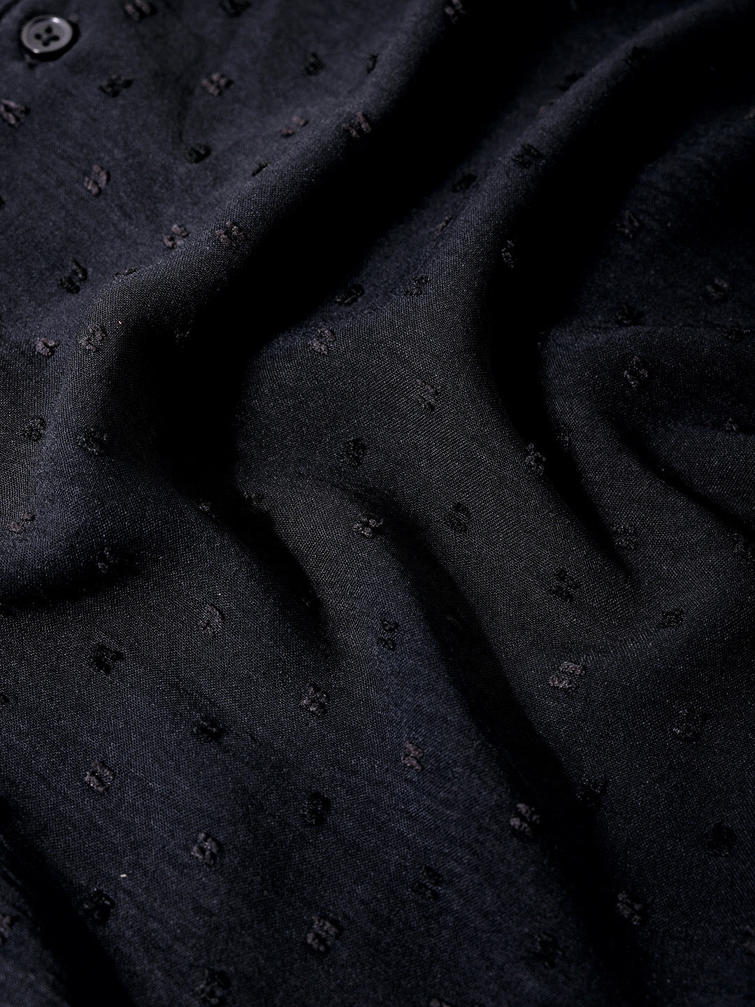 Men's Black Relaxed Fit Resort Wear Textured Shirt