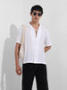 Men's White Relaxed Fit Resort Wear Textured Shirt