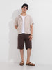 Men's Beige Relaxed Fit Textured Resort Wear Shirt
