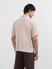 Men's Beige Relaxed Fit Textured Resort Wear Shirt