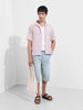 Men's Pink Relaxed Fit Resort Wear Textured Shirt