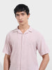 Men's Pink Relaxed Fit Resort Wear Textured Shirt