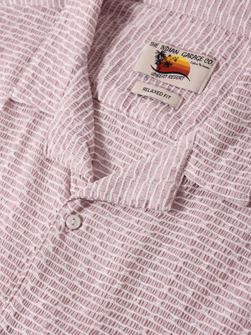 Men's Pink Relaxed Fit Resort Wear Textured Shirt