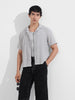 Men's Grey Relaxed Fit Resort Wear Textured Shirt