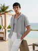 Men's Grey Relaxed Fit Resort Wear Textured Shirt