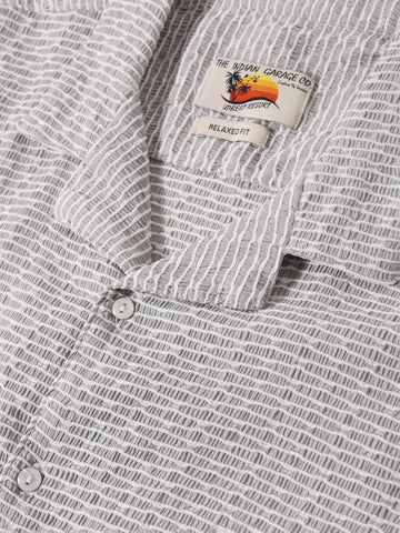 Men's Grey Relaxed Fit Resort Wear Textured Shirt