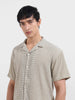 Men's Green Relaxed Fit Resort Wear Textured Shirt