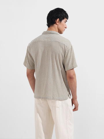 Men's Green Relaxed Fit Resort Wear Textured Shirt