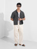 Men's Black Relaxed Fit Resort Wear Textured Shirt