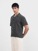 Men's Black Relaxed Fit Resort Wear Textured Shirt