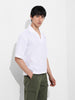 Men's White Oversized Fit Resort Wear Textured Shirt