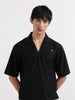 Men's Black Oversized Fit Resort Wear Textured Shirt