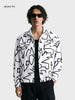 Men's White Boxy Fit Printed Utility Shirt