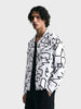 Men's White Boxy Fit Printed Utility Shirt