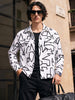 Men's White Boxy Fit Printed Utility Shirt