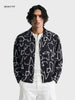 Men's Black Boxy Fit Printed Utility Shirt