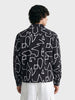 Men's Black Boxy Fit Printed Utility Shirt