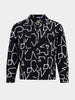 Men's Black Boxy Fit Printed Utility Shirt