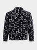 Men's Black Boxy Fit Printed Utility Shirt