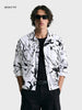 Men's White Boxy Fit Printed Utility Shirt