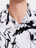 Men's White Boxy Fit Printed Utility Shirt