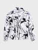 Men's White Boxy Fit Printed Utility Shirt