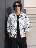 Men's White Boxy Fit Printed Utility Shirt
