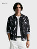 Men's Black Boxy Fit Printed Utility Shirt
