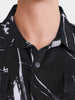 Men's Black Boxy Fit Printed Utility Shirt