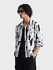 Men's White Boxy Fit Printed Utility Shirt