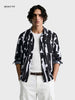 Men's Black Boxy Fit Printed Utility Shirt