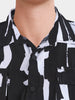 Men's Black Boxy Fit Printed Utility Shirt