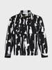 Men's Black Boxy Fit Printed Utility Shirt