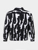 Men's Black Boxy Fit Printed Utility Shirt