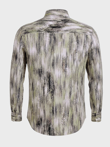 Men's Beige Slim Fit Party Wear Printed Shirt