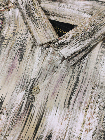 Men's Beige Slim Fit Party Wear Printed Shirt