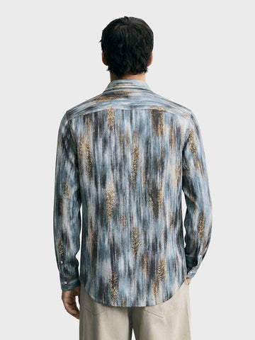 Men's Green Slim Fit Party Wear Printed Shirt