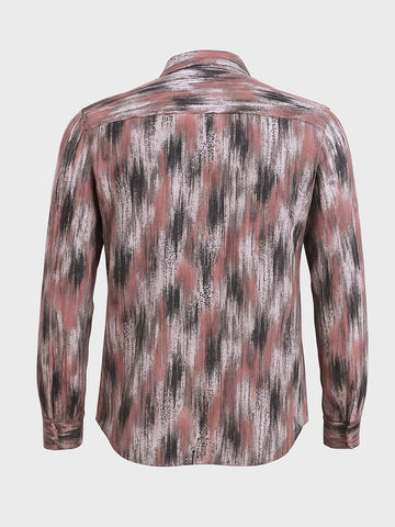 Men's Grey Slim Fit Party Wear Printed Shirt