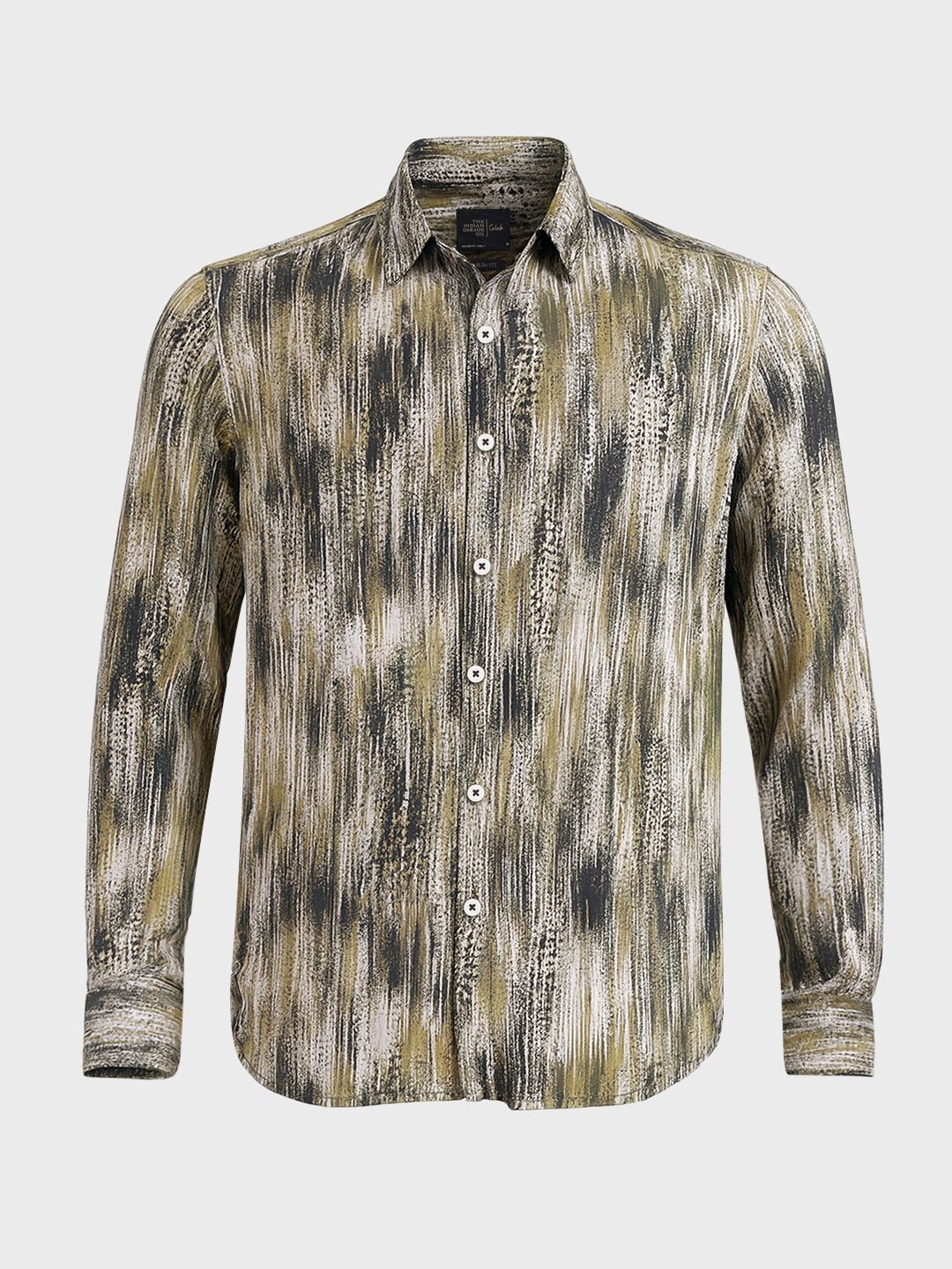 Men's Brown Slim Fit Party Wear Printed Shirt