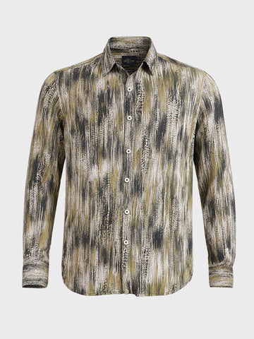 Men's Brown Slim Fit Party Wear Printed Shirt